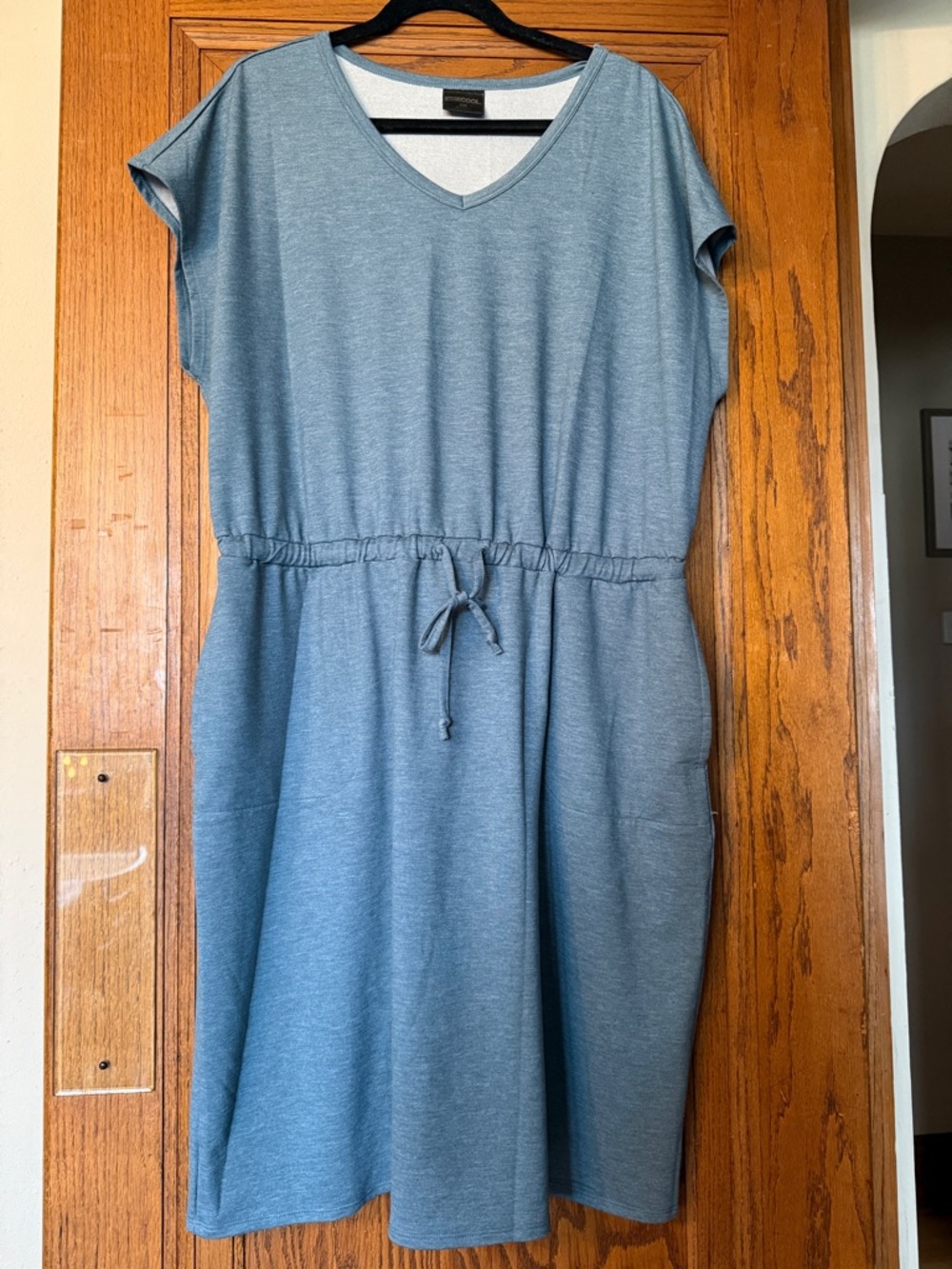 Casual V-Neck Drawstring Midi Dress